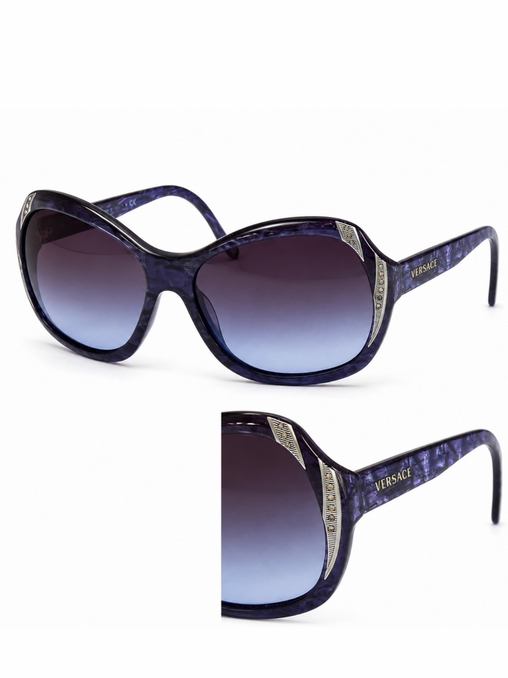 Versace VE4183B Top Violet Pearl Purple Rhinestone Oversized 2010 Sunglasses